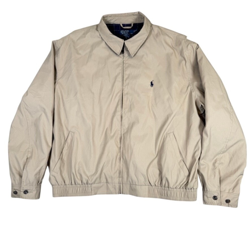 Polo Ralph Lauren Harrington Jacket Mens XXL Tan Khaki Full Zip Windbreaker Pony